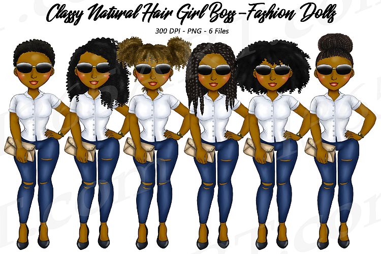 Classy Girl Boss Natural Hair Clipart Black Girl Dolls