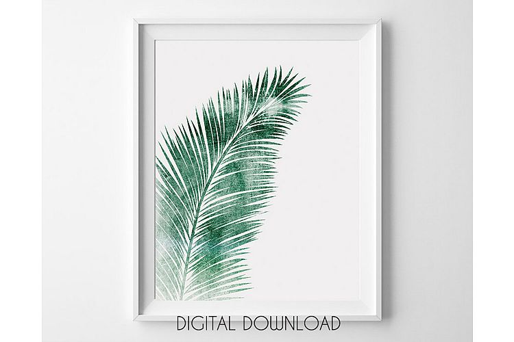 Green Palm Leaf Wall Art, Tropical Leaf for Living Room