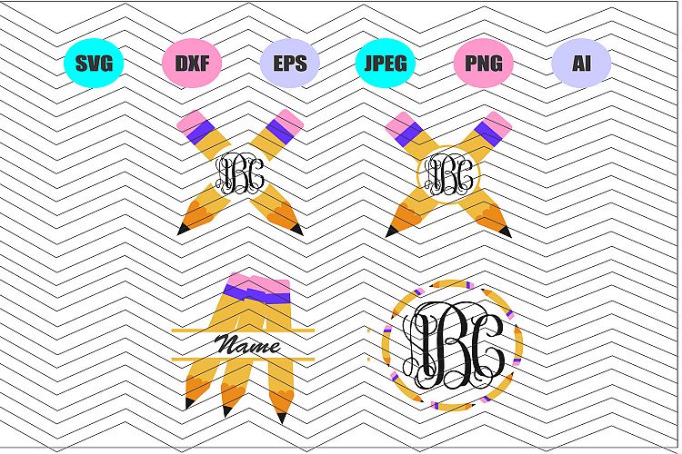 Pencils monogram Svg Vector File Cricut Design Vinyl Decals