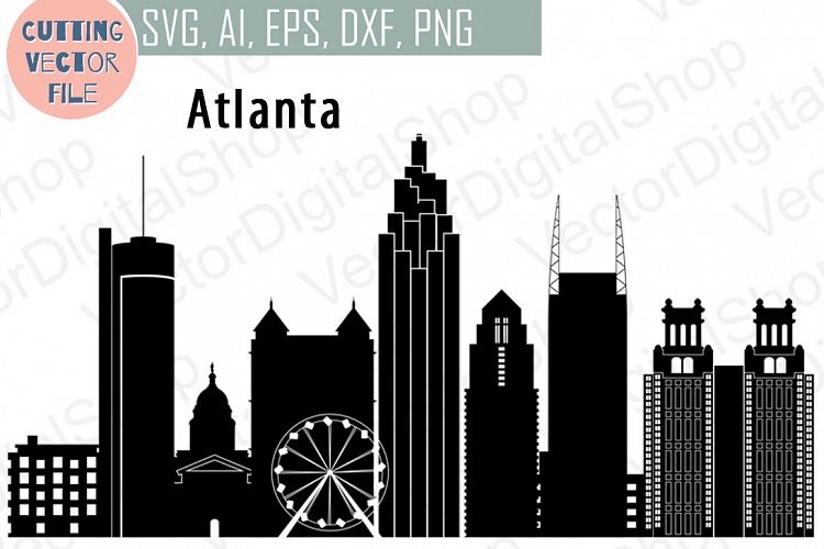 Atlanta Vector, Georgia Skyline USA city, SVG, JPG, PNG, DWG, CDR, EPS, AI