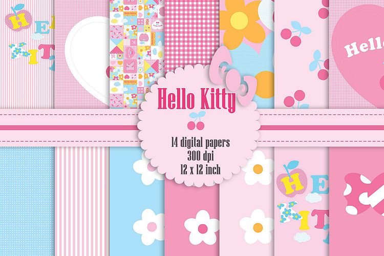 14 Kid Birthday Party Hello Kitty Digital Papers