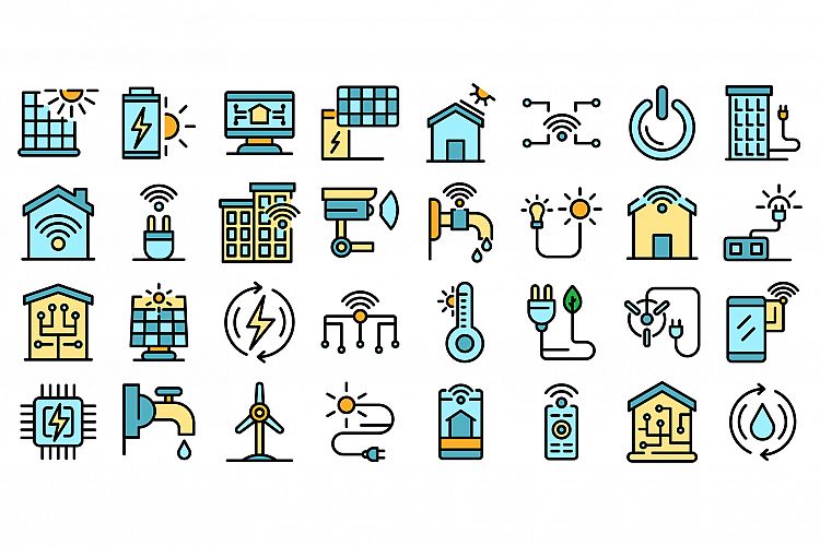 Autonomous house icons set vector flat example image 1