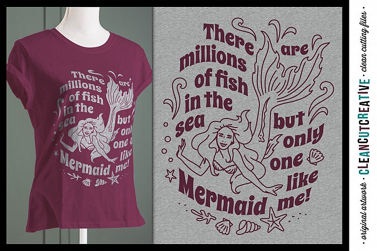ONLY ONE MERMAID LIKE ME! - SVG DXF EPS PNG - Cricut & Silhouette - clean cutting files