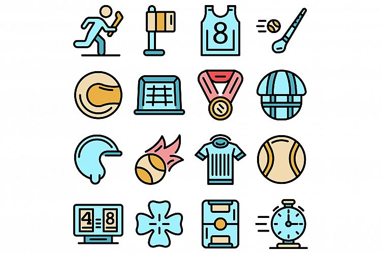 Hurling icons set vector flat example image 1