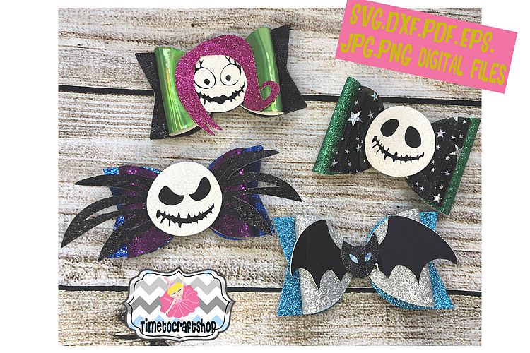 Halloween Jack Sally Inspired Hair Bow Template Bundle Set