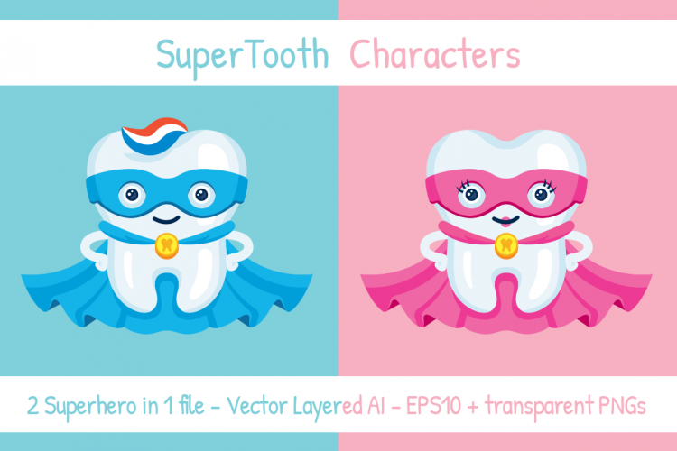 SuperTooth - Dentist Superhero Mascot Clipart
