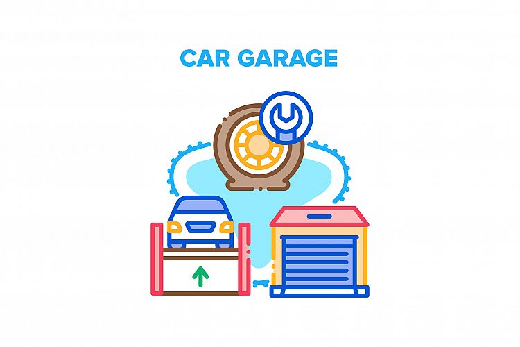 Car Garage Place Vector Concept Color Illustration example image 1