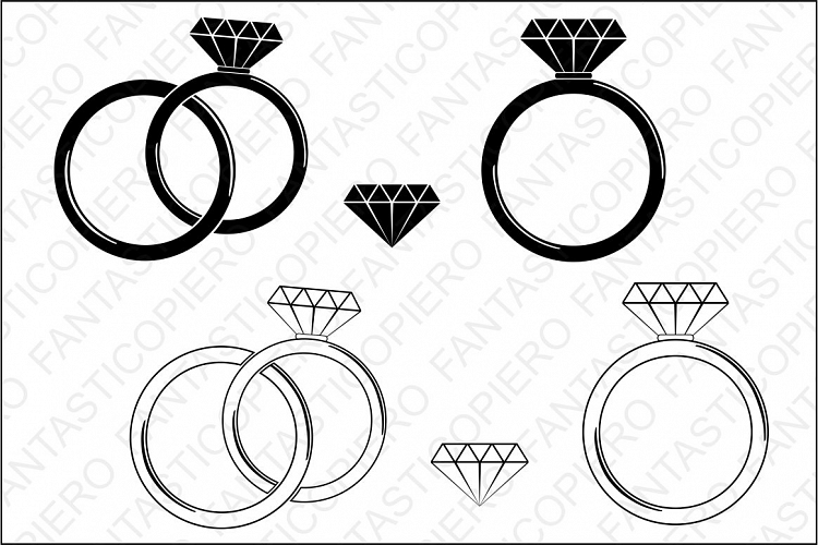 Diamond Ring SVG cutting files for Silhouette Cameo and
