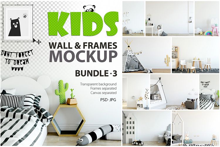 KIDS WALL & FRAMES Mockup Bundle - 3