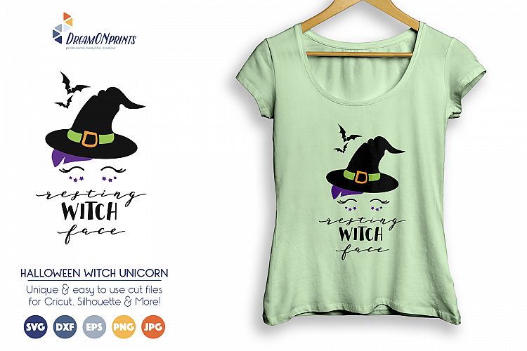 Unicorn Witch Halloween SVG - Resting Witch Face