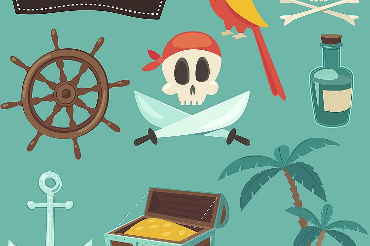 Set of cute pirate icons example image 1