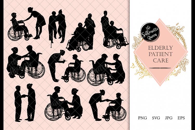 Elderly Care Silhouette, Elderly Care Clipart, SVG, cut file
