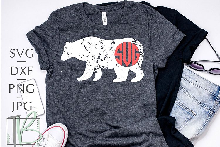 Grunge Monogram Bear SVG