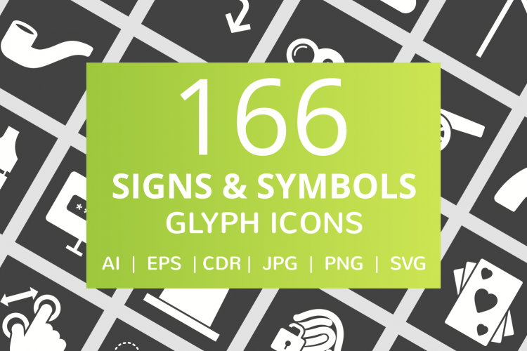 166 Signs   Symbols Glyph Inverted Icons