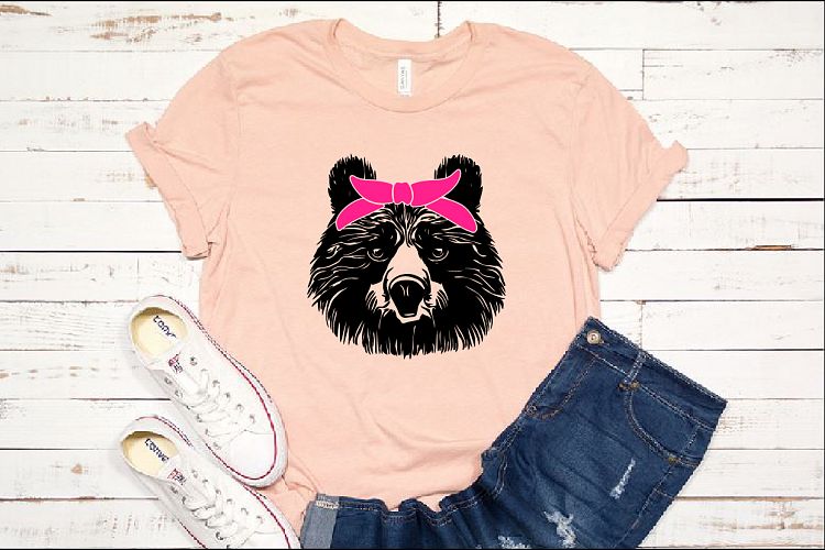 Bear Head whit Pink Bandana SVG football 1015S