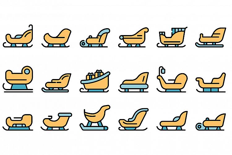 Sleigh icons set vector flat example image 1