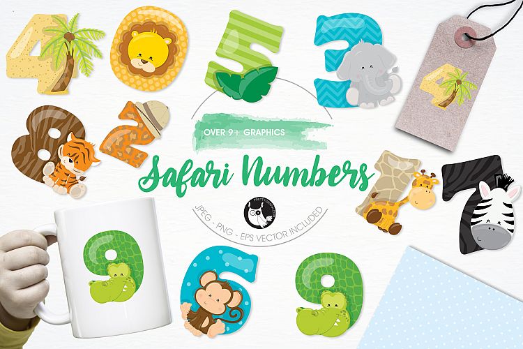 Safari Numbers graphics and illustrations