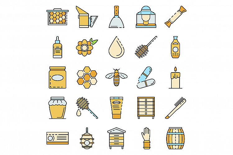 Apiculture icon set line color vector example image 1