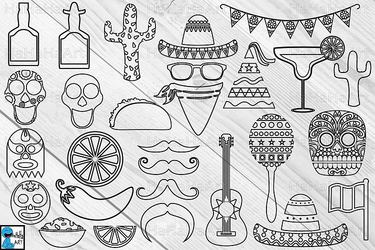 Outline Fiesta Monogram - Clip art / Cutting Files - 33c