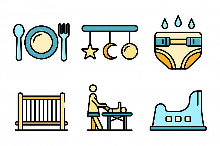 Babysitter icons vector flat example image 1