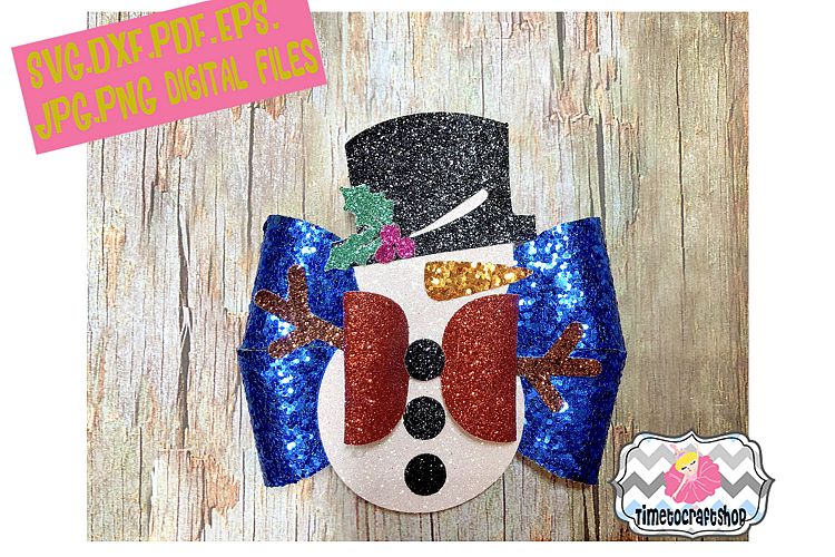 Holiday Christmas Snowman Hair Bow Template