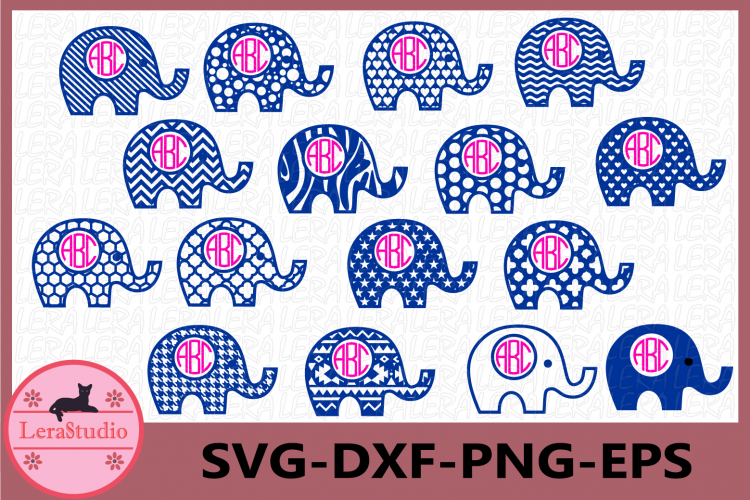 Download Elephant Monogram SVG, Elephant SVG File, Elephant Pattern ...