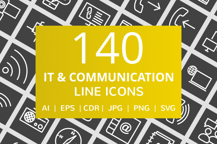140 IT   Communication Line Inverted Icons