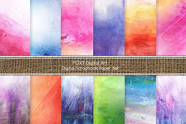 Watercolor Digital Paper Scrapbooking Handmade