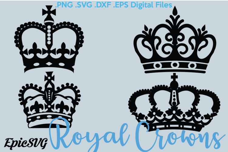 Royal Crowns | SVG EPS DXF | crowns clipart digital download vector files stencil file svg, png, dxf, eps Silhouette Cameo Cricut