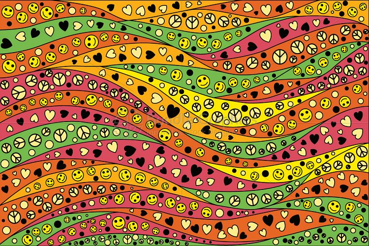 Peace Love Smiles - Colorful Iconic Background