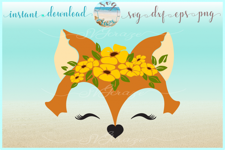 Fox Face With Flowers Svg Dxf Eps Png Svg Files