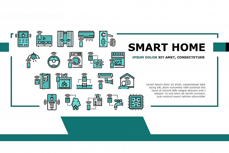 Smart Home Equipment Landing Header Vector example image 1