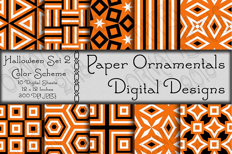 Halloween Geometric Patterns Set 2 Digital Paper
