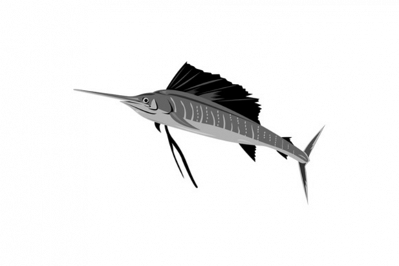 Sailfish Fish Jumping Retro example image 1