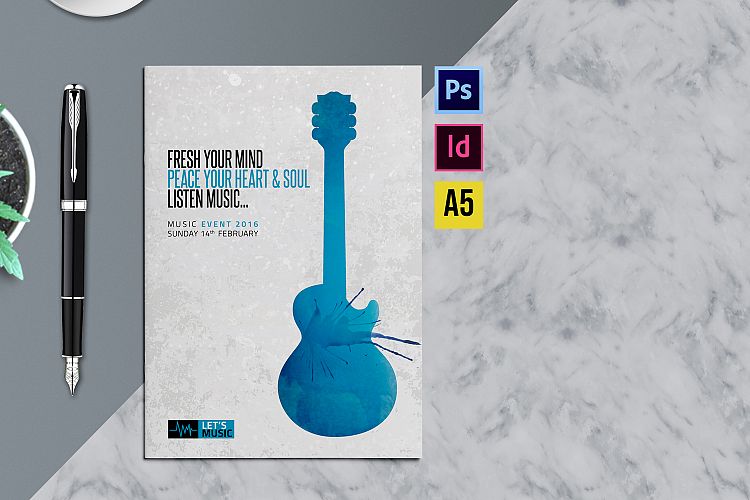 Music Festival Brochure & Ticket | Indesign & Photoshop Temp