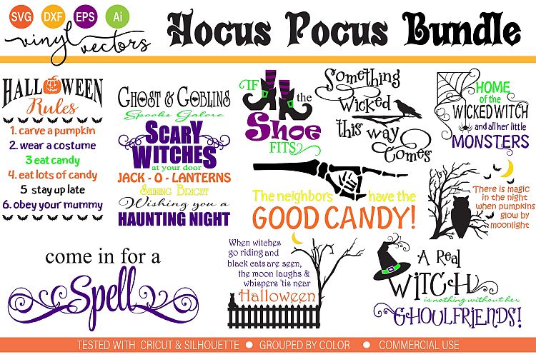 Hocus Pocus Halloween Bundle SVG DXF cut ready files