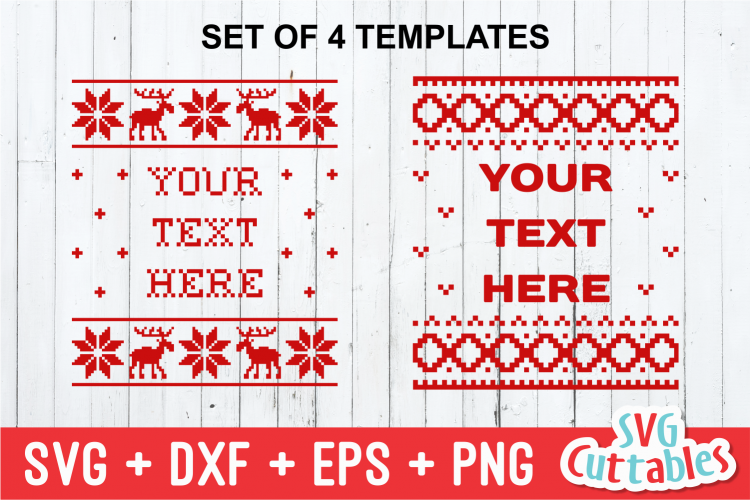 Download Christmas Sweater designs set of 4 (30655) | Cut Files ...