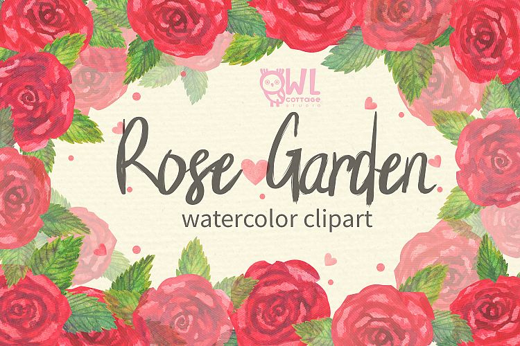 Rose Garden Watercolor Clipart