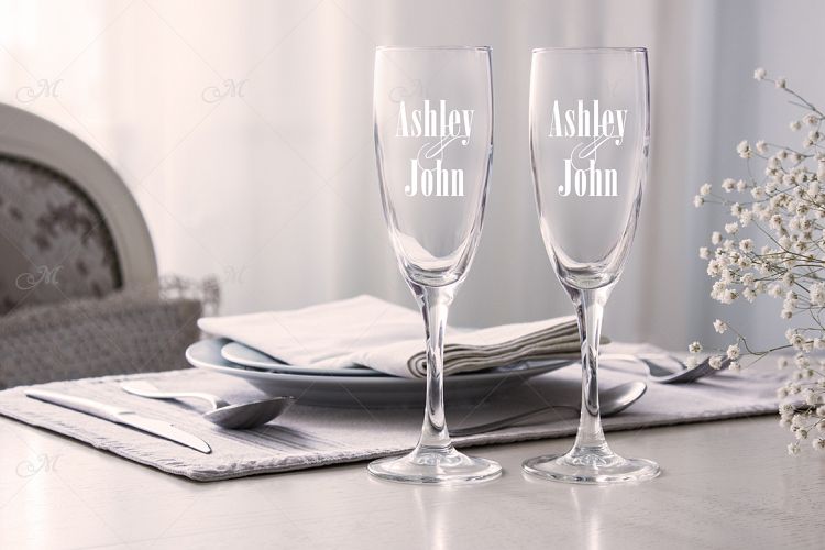 Champagne flutes, mockup stock photo