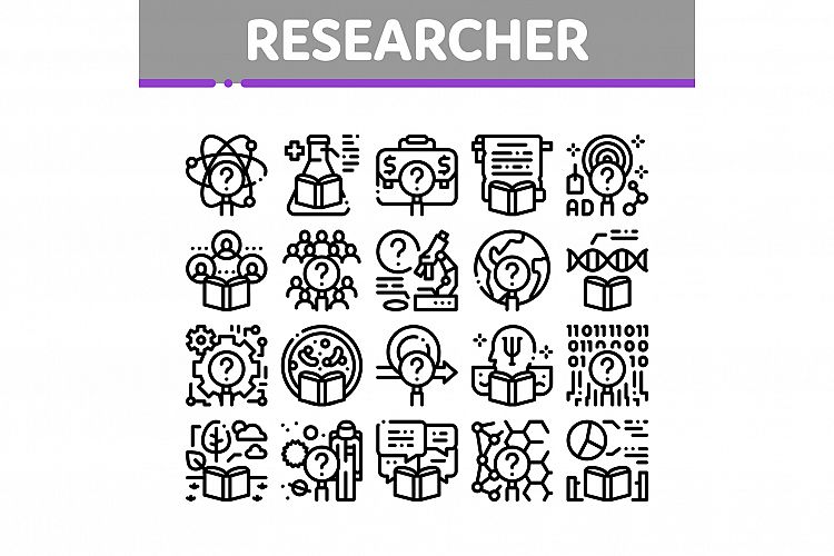 Researcher Business Collection Icons Set Vector example image 1