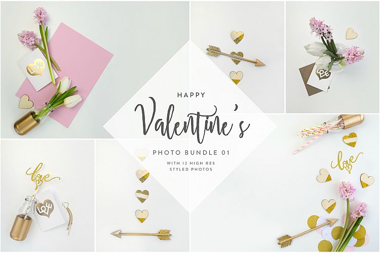 Valentines Styled Photo Bundle - Gold & Rose