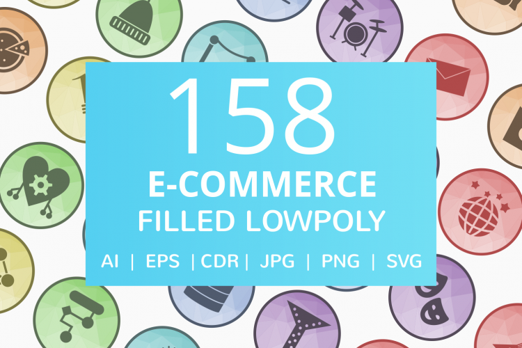 158 E-Commerce Filled Low Poly Icons