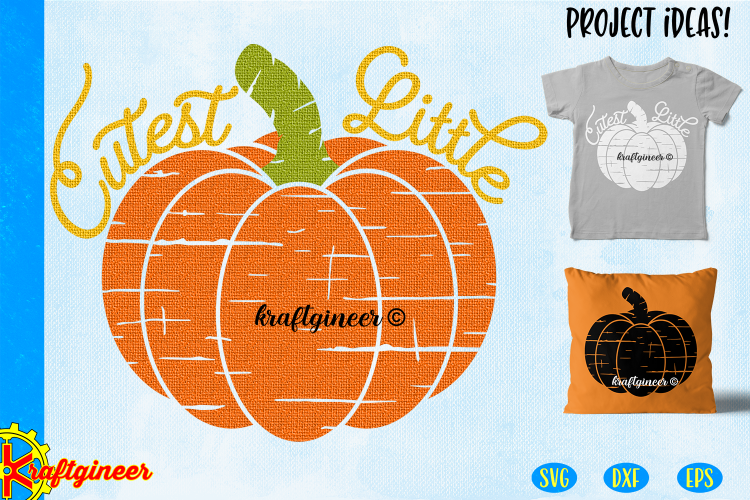 Halloween SVG, Distressed Cutest Little Pumpkin CUT FILE DXF