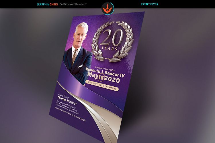 Lavender Pastors Anniversary Church Flyer Template 