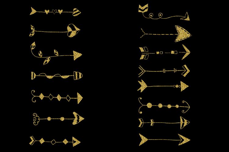 Gold glitter arrows clipart, Golden wedding clip art