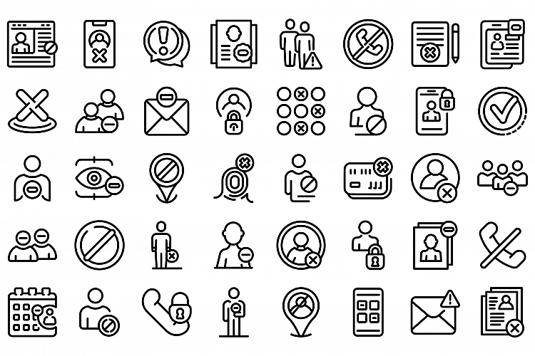 Blacklist icons set, outline style example image 1