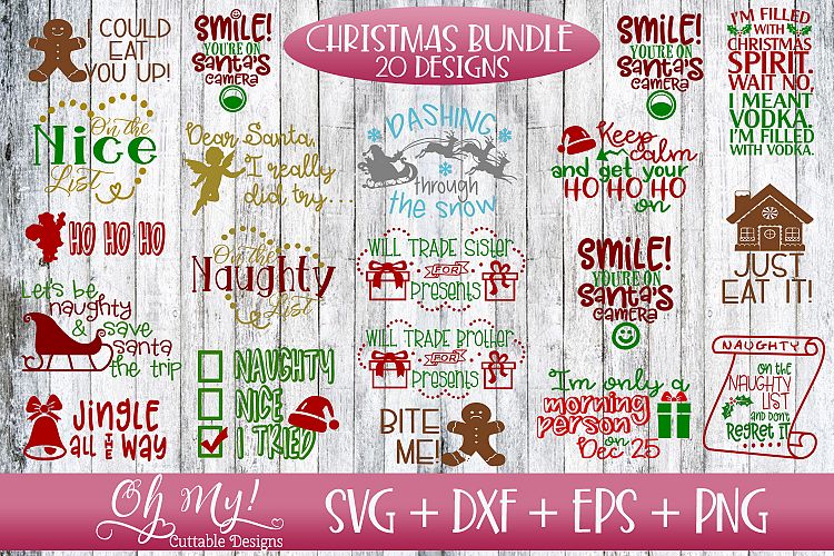 Christmas Bundle 20 Designs SVG EPS DXF Cutting Files