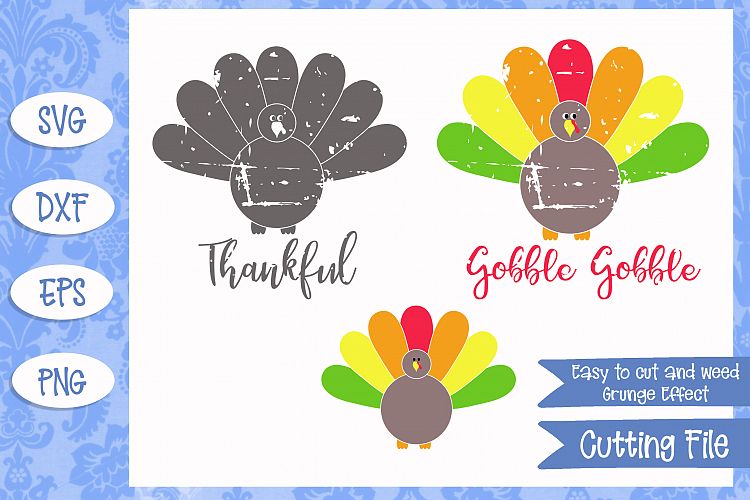 Grunge Effect Turkey Thanksgiving SVG Files