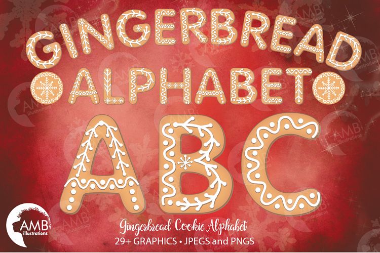 Christmas Cookie Alphabet Clipart, GRAPHICS, ILLUSTRATIONS AMB-1491