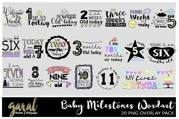 Baby Milestones WordArt Clipart